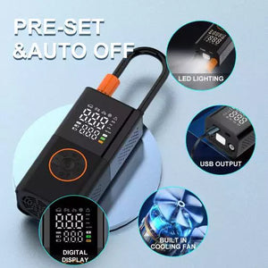 🔋 Bomba de Aire Portátil 150 PSI Recarregable 2000mAh con Pantalla LED