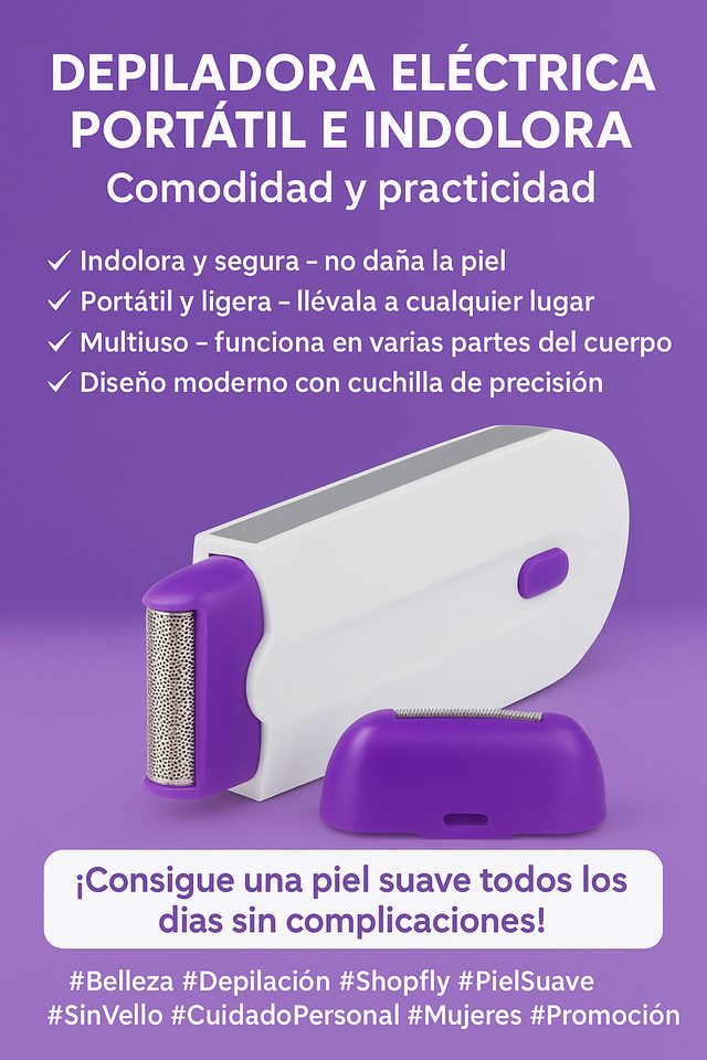 Depiladora Eléctrica Portátil e Indolora – Comodidad y Practicidad