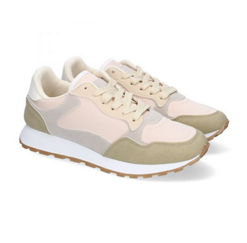 Zapatillas casuales beige para mujer con diseño moderno y detalles únicos